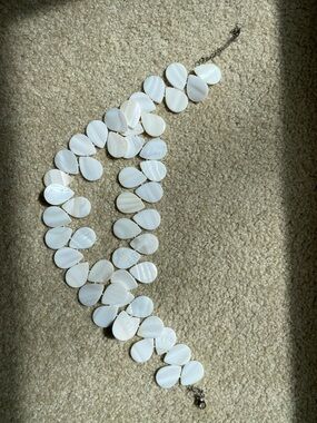 White Mother-of-Pearl Teardrop Statement Necklace